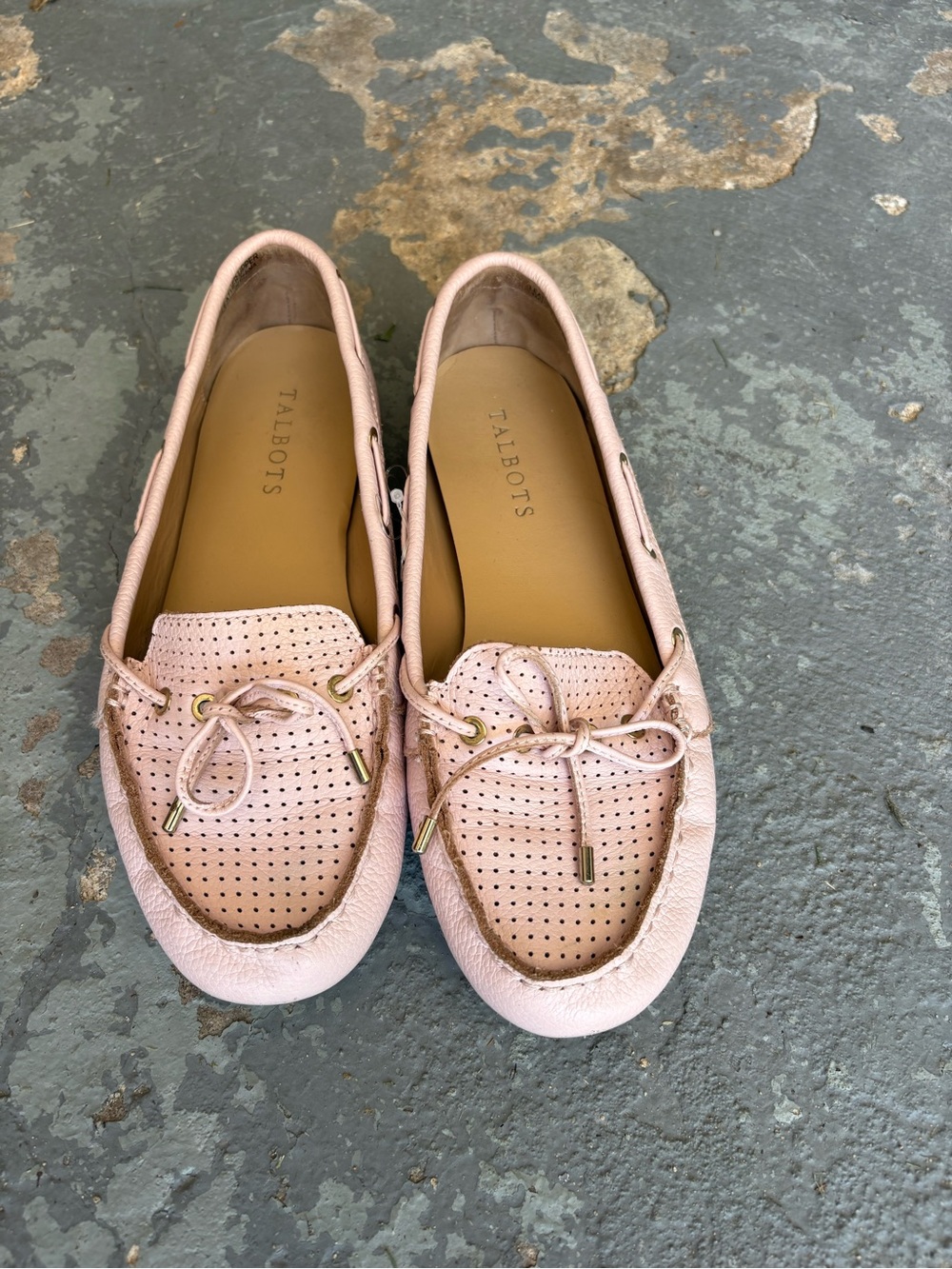 Talbots Light Pink Perforated Leather Driver Loafers